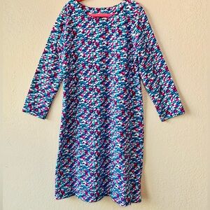 Vineyard Vines Pima Cotton Whale Allover Print Long Sleeve Dress Size L/14